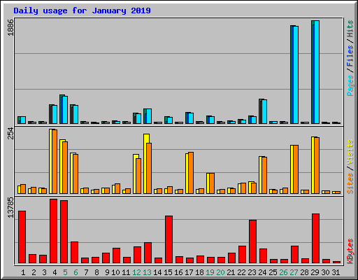 Daily usage for January 2019