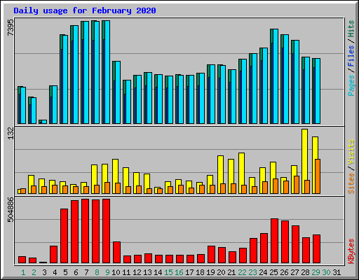 Daily usage for February 2020