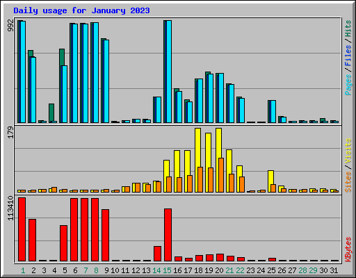 Daily usage for January 2023