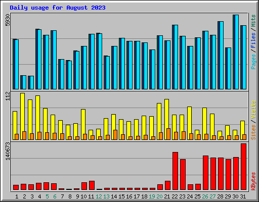 Daily usage for August 2023
