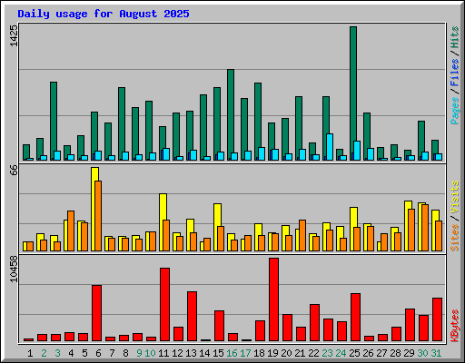 Daily usage for August 2025